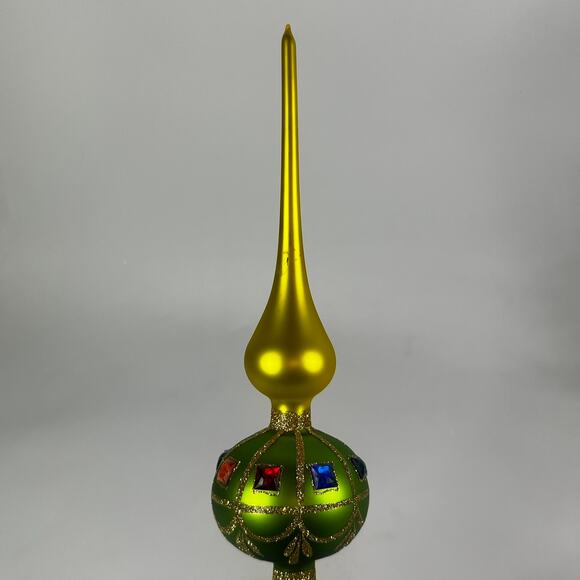 Department 56 Finial Christmas Tree Topper Large 14.5" Rare Vintage Poland Green - Picture 4 of 12